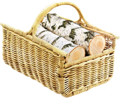 Produktbild von Kobolo Kaminholzkorb Rattan Holzkorb mit Bügel und Leinenfutter Feuerholzkorb Brennholzkorb Holztrage Kaminkorb Tragekorb Kaminzubehör Ofenzubehör