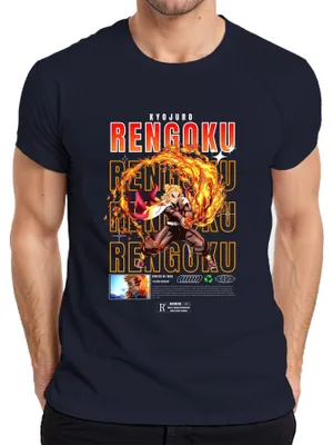 Obrázok produktu pre Rengoku Kyojuro Kimetsu no Yaiba Flame Hashira Anime Gift Pánske tričko, Navy, M