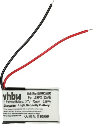 Produktbild von vhbw Akku kompatibel mit Fitbit Charge HR Smartwatch Uhr Fitnessarmband (70 mAh, 3,7 V, Li-Polymer) + Werkzeug-Set