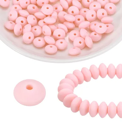 Silikonperlen 100 Stück, 12 mm, hellrosa, für Basteln & Schmuck