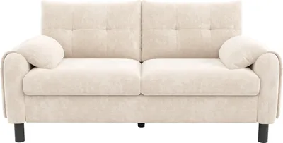 Produktbild von Merax 2 Sitzer Sofa, Couch, Polstersofa mit Kissen, Seitentaschen, Loveseat Loungesofa für Wohnzimmer, Schlafzimmer, Kleine Wohnung, Chenille, Beige