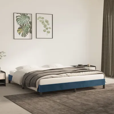 Produktbild von The Living Store Bettgestell Dunkelblau 180x200 cm Samt