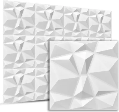 Produktbild von DECCART | 3D Wandpaneele Weiß | Dekorative Deckenpaneele aus Polystyrol | 50cm x 50cm |  0,25m² | Elegantes Design