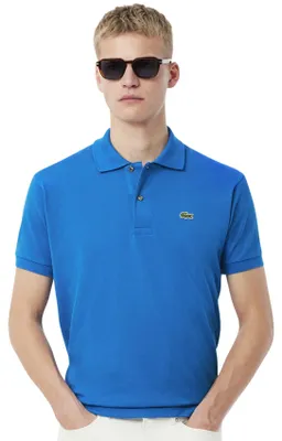 Zdjęcie produktu dla Lacoste polo niebieski jednokolorowy bawełna piqué