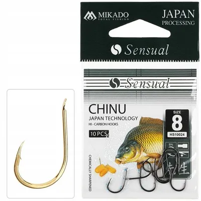 Produktbild von Mikado Sensual Chinu Haken Größe 8 Gold 10 Stück mit Widerhaken