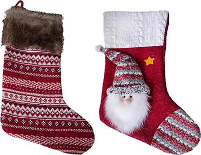 Produktbild von 2 Stück XL Nikolausstiefel  Weihnachts-Socken Weihnachtsstiefel mit Applikation