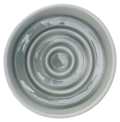Produktbild von Langsame Futteraufnahme Schüssel, Anti-Schling Napf für Hunde, Keramik, 0,9 L/Ø 17 cm, Grau/Blau