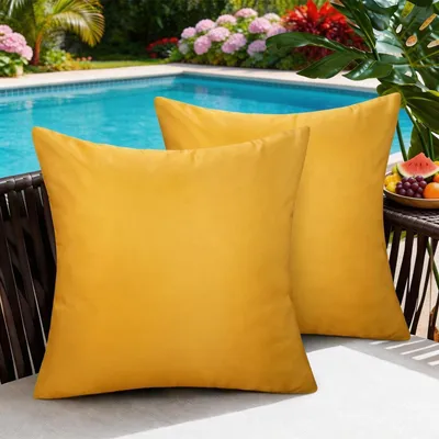 Obrázok produktu pre Poťahy na vankúše 40x40 cm, žlté, vodeodolné, vhodné na vonkajšie aj vnútorné použitie, sada 2 kusov