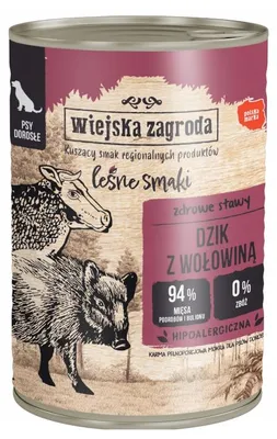 Image de Wiejska Zagroda Dzik avec bœuf, nourriture humide pour chien 400g