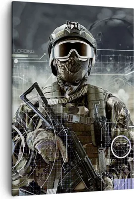Produktbild von Bild auf Leinwand - Leinwandbild - Einteilig - Soldat Gewehr - 50x70cm - Wand Bild - Wanddeko - Wandbilder - Leinwanddruck - Kunstdruck - Wanddekoration - Leinwand bilder - Wandbild - PA50x70-4071
