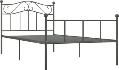 A metal bed frame shown against a white background.