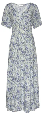 Produktbild von Buffalo Maxikleid mit zartem Blumendruck und V-Ausschnitt aus We blau-bedruckt Größe 40