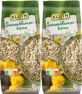 Produktbild von Kluth Sonnenblumenkerne zum Snacken reich an Vitamin B1 500g 2er Pack