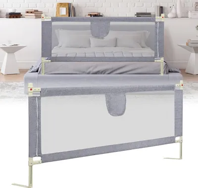 Produktbild von Clanmacy Baby Bettgitter Kinderbettgitter Bettschutzgitter mit Vertikal anhebbar und Einhandbedienung zum Schutz vor Stürzen für Babys und Kinder - 200CM