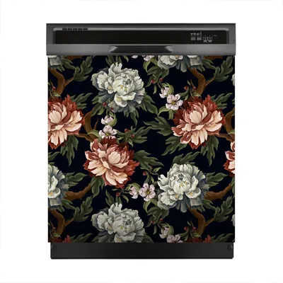 Produktbild von Aufkleber sticker 60x60 cm Dekorative folie Spülmaschine - Pfingstrosen Rosen und Chrysanthemen