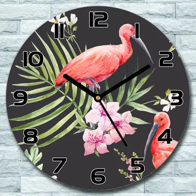 Produktbild von Wanduhr aus Glas Rund fi 30 Dunkler Ibisse Quarz Deko Wohnzimmer Büro