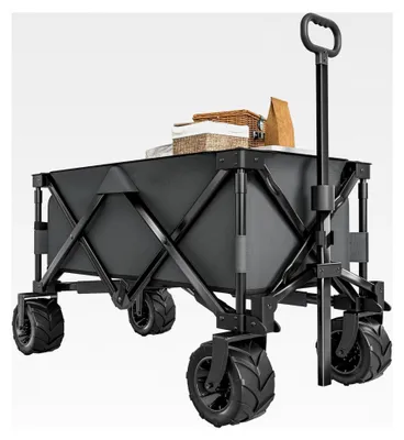 Produktbild von Faltbarer Handwagen 360° Gartenwagen mit Teleskopgriff und verstellbarer Griffhöhe, Tragkraft bis 70 kg, für Sport, Einkauf, Camping