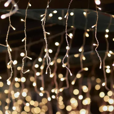 Zdjęcie produktu dla Wróżki LED kurtyna lodowa 8 trybów oświetlenia, funkcja pamięci, 3m 150 wróżki LED ciepły biały