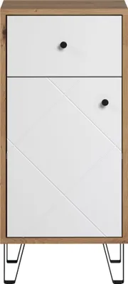 Produktbild von trendteam Touch Bad Standschrank Weiß/Eiche Nachbildung, B/H/T ca. 36/79/29 cm