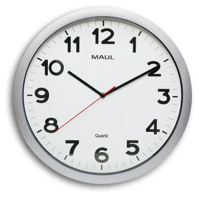 Wandklok Ø 40 cm, DCF77, zilver, kunststof, analoog