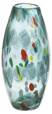 Obrázok produktu pre Gilde, váza "Fuego", s farebnými bodkami, sklo, zelená, balenie 2 ks, dĺžka 13 cm, šírka 13 cm, výška 23,5 cm, kód: 59219, EAN: 4063387592199