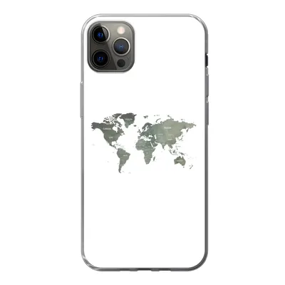 Produktbild von MuchoWow® Handyhülle Schutzhülle Hülle für iPhone 13 Pro Max Weltkarte - Grün - Weiß Silikon Softcase Handy Hülle - Mobiltelefon