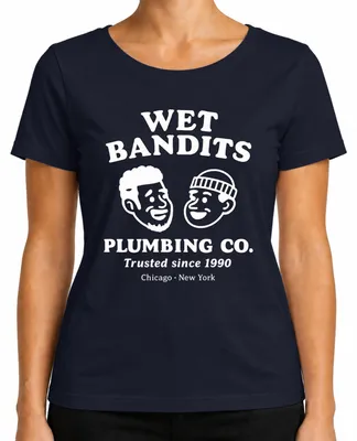 Zdjęcie produktu dla WET BANDITS PLUMBING CO Zaufany od 1990 roku Klempner Harry Marv Damen T-Shirt, Navy, S