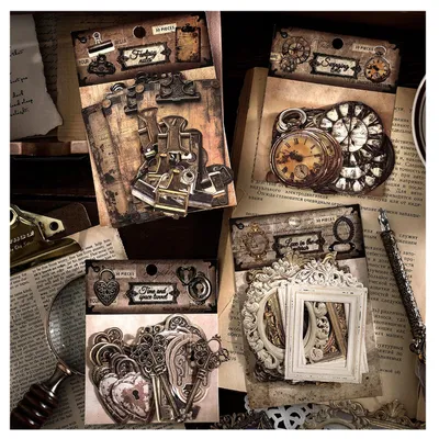 Image de Autocollants vintage pour scrapbooking, 120 pièces, design baroque, pour carnets Bullet