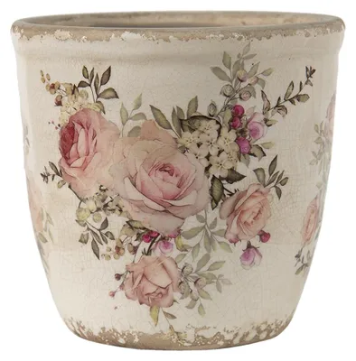 Produktbild von Clayre & Eef Blumentopf Ø 11x10 cm Rosa Beige Keramik Blumen