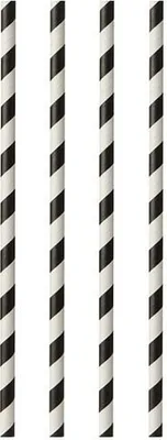 Produktbild von 1000 Trinkhalme, Papier Ø 6 mm · 29 cm schwarz/weiss Stripes