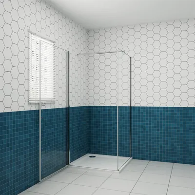 Produktbild von 100x100cm 195cm 6mm ESG Nano Glas Duschkabine Drehtür mit Seitenwand Eckdusche