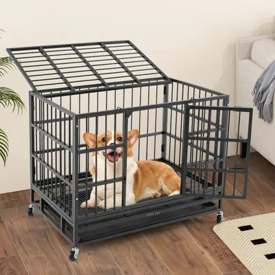 Produktbild von Hundebenh – Klappbench – Hundekäfig – Metallbench – Tierbench – Faltbar – Robuster Metallrahmen