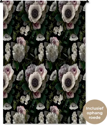 Produktbild von MuchoWow® Wandteppich Wandbehang Blumen - Anemone - Rosa 120x180 cm Tapisserie Dekoration Wandtuch - Schlafzimmer - Dekorationen für das Haus