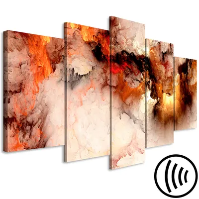 Produktbild von Akustikbild Abstrakt 200x100 cm Bilder Akustikschaum Hochleistungsschallabsorber Schallschutz Leinwand 5 tlg Wandbild Raumakustik Schalldämmung wie gemalt f-B-0319-b-m