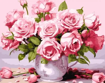 Produktbild von Malen nach Zahlen – Rosa Rosen 40 x 50 cm – Ideyka