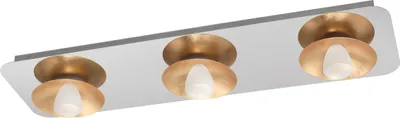 Produktbild von EGLO LED Deckenleuchte Torano, Deckenlampe dimmbar, Wohnzimmerlampe, Küchenlampe in Chrom, Gold und satiniertem Glas, LED Flurlampe warmweiß