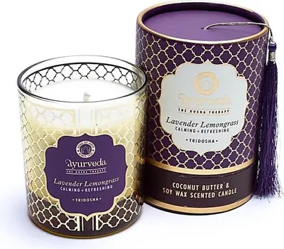 Image de Bougie parfumée Tridosha à la lavande et à la citronnelle (Ayurveda) -- lot de 4 - 200 g