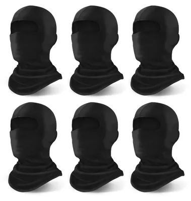 Productafbeelding van 6 stuks stormmutsen, zwart, met UV-bescherming, winddicht en warm, geschikt voor dames en heren, one size