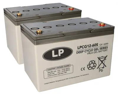 Image de Batterie plomb-gel 2x 12V 60Ah compatible avec les fauteuils roulants E-Mobiles pour personnes âgées, etc.