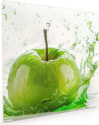 Produktbild von Küchenrückwand Spritzschutz Glas mit Motiv Splash Apfel 40 x 40 cm