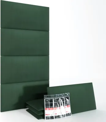 Produktbild von STEGU Polsterpaneel-Set 8× Rechteck 60x30 cm inkl. Klettband Kopfteil Velours Dunkelgrün