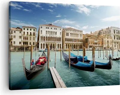 Produktbild von Bild auf Leinwand - Leinwandbild - Architektur venedig italien gondel - 70x50cm - Wand Bild - Wanddeko - Leinwanddruck - Bilder - Kunstdruck - Leinwand bilder - Wandkunst - AA70x50-2705