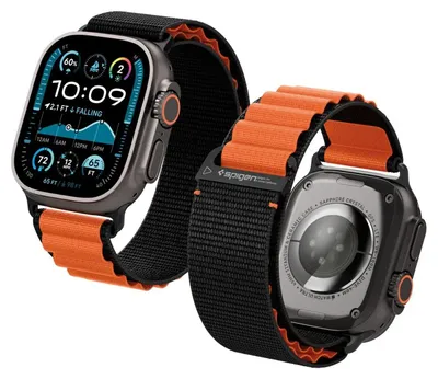 Obrázok produktu pre Spigen Wbf1 Páska Apple Watch 8 / 9 / 10 / 11 / Se / Ultra (44 / 45 / 46 / 49 Mm) Čierna/Oranžová (Amp10145)