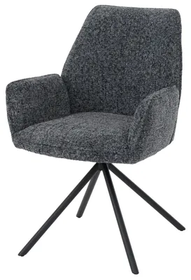 Obrázek produktu pro Jídelní židle HWC-G67, kuchyňská židle, otočná, s automatickou aretací polohy, potah z mikrovlákna (410 g/m²), konstrukce černá, potah tmavě šedý