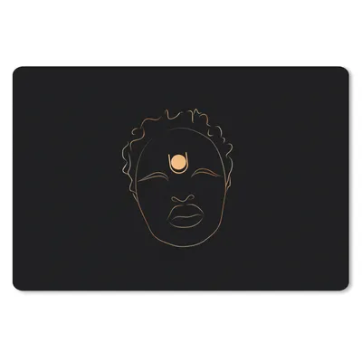Produktbild von MuchoWow® Schreibtischunterlage Frau - Strichzeichnung - Gold - Schwarz 60x40 cm - XXL Mauspad - Großes Mauspad