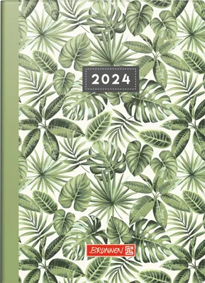 Produktbild von BRUNNEN 1073115014 Wochenkalender Taschenkalender 2024 "Jungle Leaves" Modell 731 2 Seiten = 1 Woche Blattgröße 10 x 14 cm Grafik-Einband