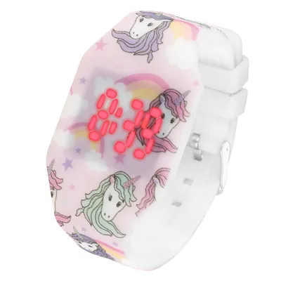 Produktbild von Taffstyle  Bunte Kinder Armbanduhr Einhorn Silikon Digital LED Farbige Kinderuhr Sportuhr Uhr Silikonuhr Mädchen Rainbow Regenbogen Fluoreszierend, 2