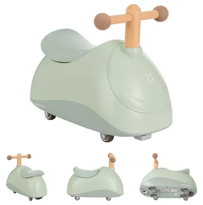 Produktbild von Kikkaboo Rutschfahrzeug Sizzy 4 Räder Griff aus Buchenholz ab 1 Jahr Kunststoff grün