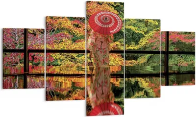 Produktbild von Bild auf Leinwand - Leinwandbild - 5 Teile - Tubikoin Tempel Die Farben - 125x70cm - Wand Bild - Wanddeko - Wandbilder - Leinwanddruck - Bilder - Wanddekoration - Leinwand bilder - EA125x70-4485