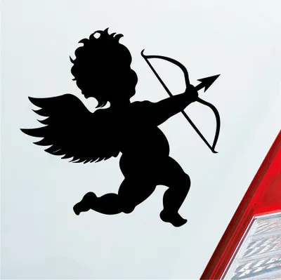 Produktbild von Auto Aufkleber Amor Liebesbote Liebe Love Glück Vale 10x10 cm Schwarz Glanz Sticker Heckscheibenaufkleber